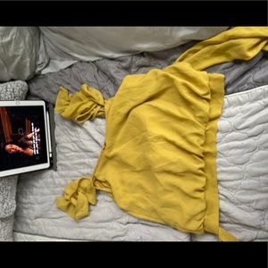 Yellow Akira Tank Top with ruffle ties